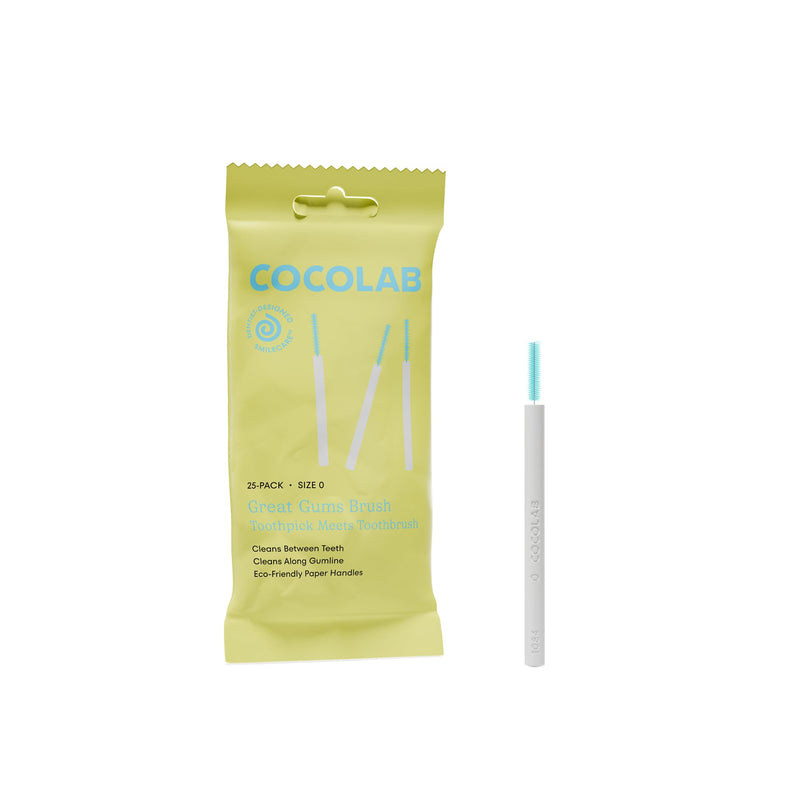 Cocolab Great Gums Brush, Soft Interdental Brushes, Easy to Use Floss Supplement for Teeth Cleaning and Gum Health, Size 0, 25-Pack White