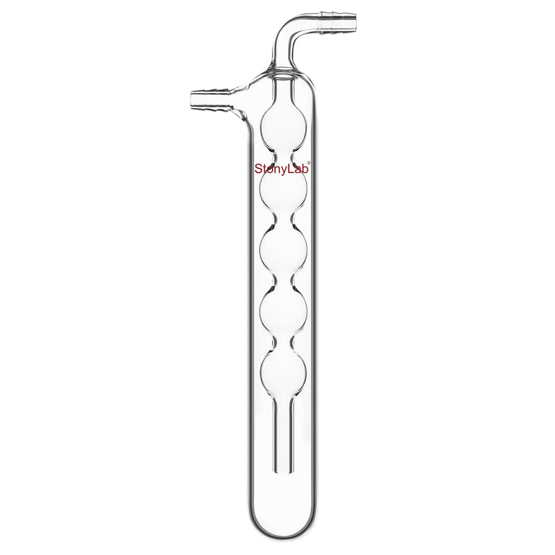 stonylab One-Piece Glass Vacuum Cold Trap Bubbler, 225 mm Length, 10 mm Serrated Hose Connection, G3.3 Borosilicate Glass, for Condensing and Capturing Volatile Gases in Lab Experiments
