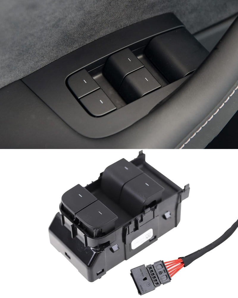 KKTR-CAR Window Switch, Push Button, Black, Manual, Compatible with Tesla Model 3 2017-2023 Model Y 2019-2025, OEM 108103702G LEFT