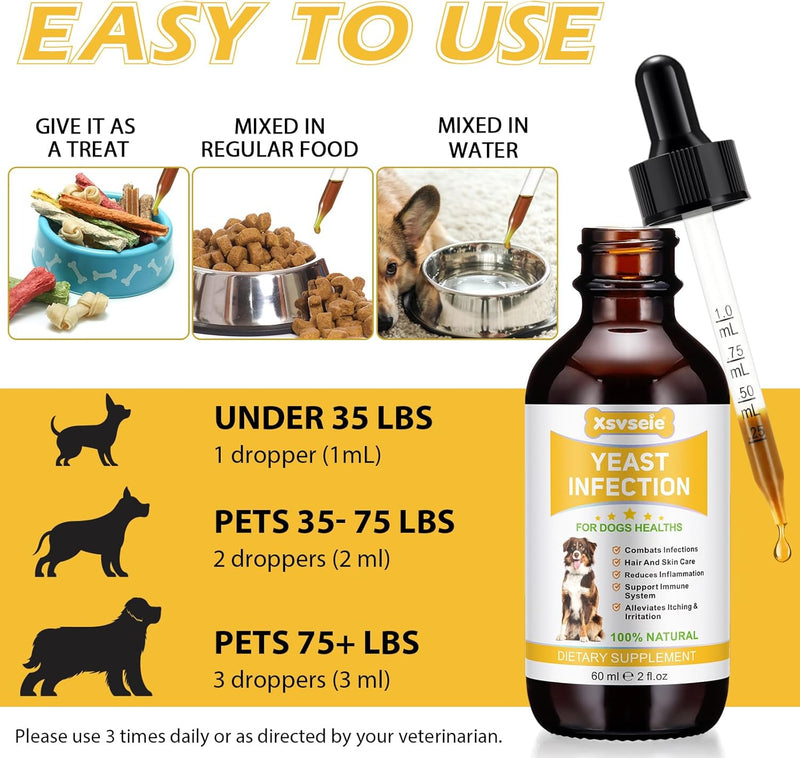 Natural Yeast Infection Treatment for Dogs • Itch Relief • Dog Allergy Relief • Inflammation Relief • Dog Ear Infection • Yeast Infection Treatment for Dogs • Dog Ear Infection Treatment • 2 Oz 2 Fl Oz