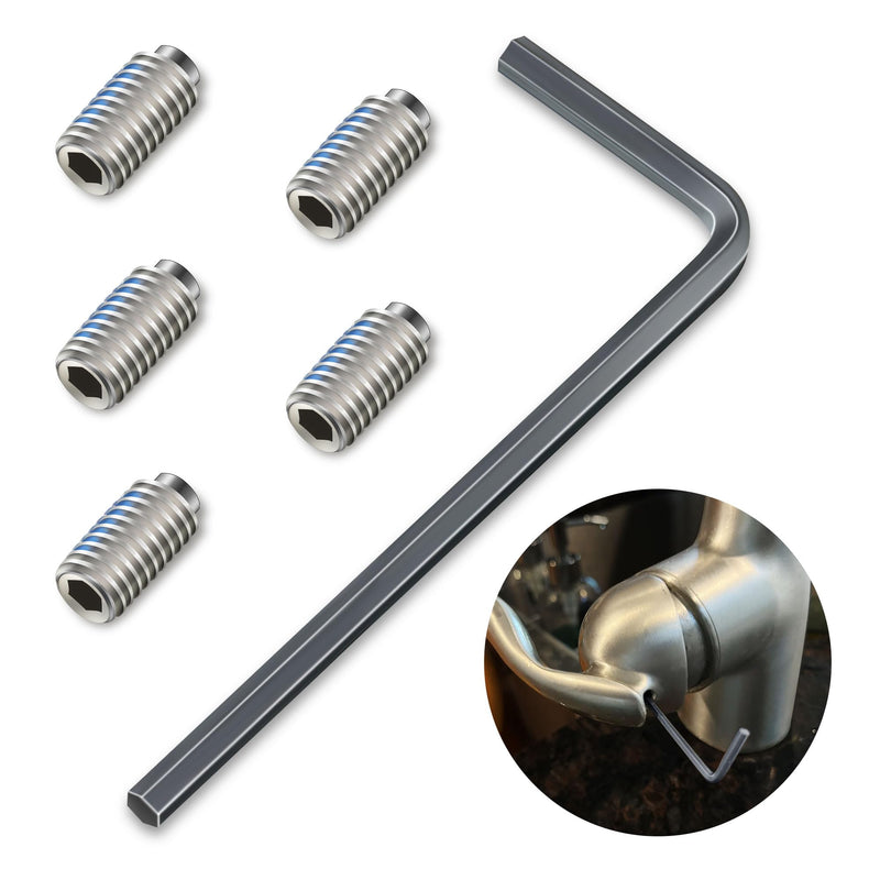 Enhon Set Screw Kit Replacement for 155023, Compatible with Moen Single Handle Kitchen Faucet, Include 5 Set Screws and a Hex Wrench, One Handle Lavatory and Kitchen Faucets Replacement Repair Kit
