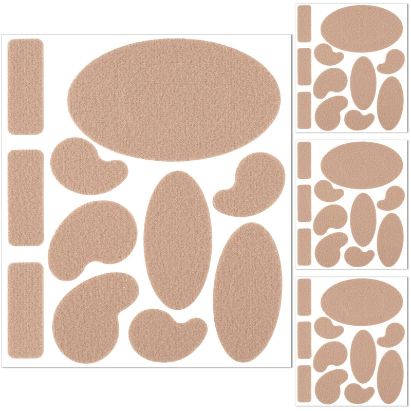 4 Sheets Moleskin Adhesive Pads, Multi-Shapes Moleskin Tape, Moleskin Strips Prevention Pads Anti-Wear Mole Skin Patch for Feet Heels- Nude Color 44pcs- 4 Sheet