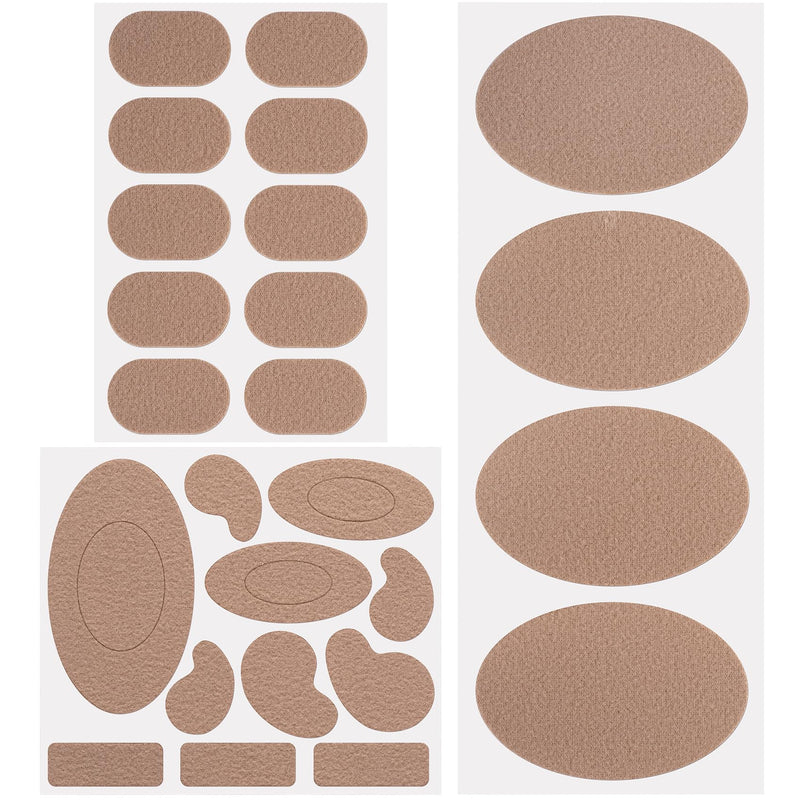 3 Sheets Moleskin Adhesive Pads, Multi-Shapes Moleskin Tape, Moleskin Strips Prevention Pads Anti-Wear Mole Skin Patch for Feet Heels- Nude Color 25pcs- 3 Sheet
