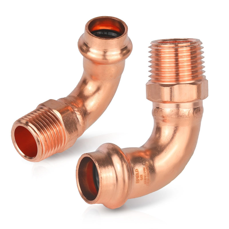 2PC HeSun 3/4" Copper Press x 3/4" Male NPT Elbow(PRESS083-2) 2 3/4" Press X 3/4" Male