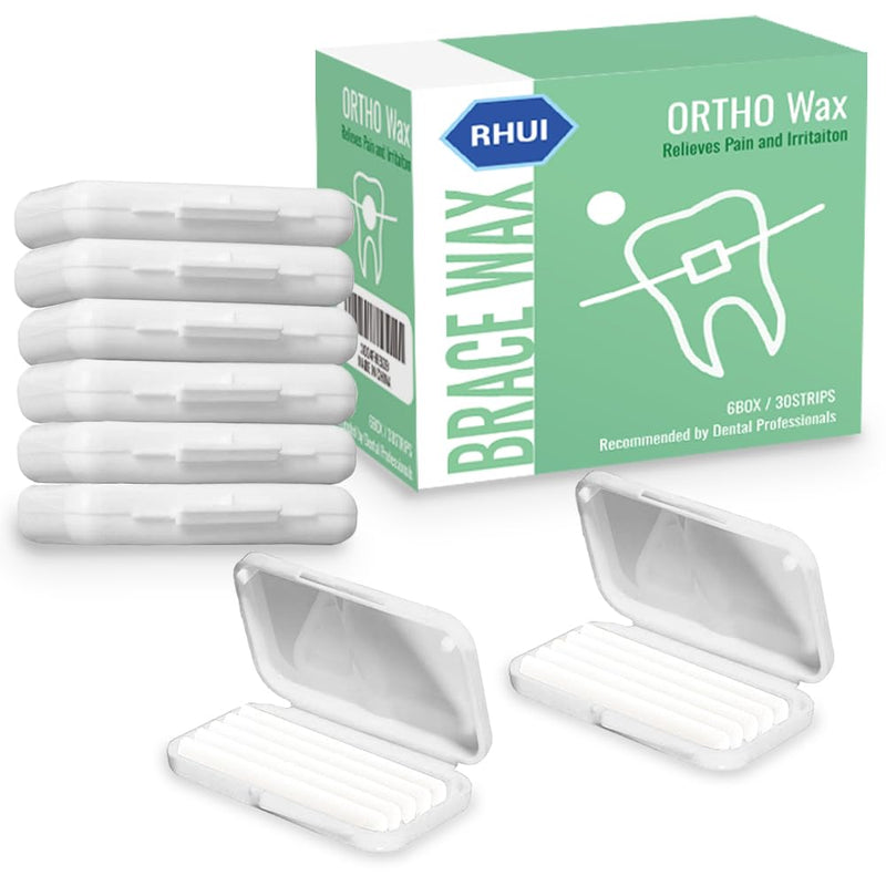 Braces Orthodontic Wax Dental Ortho Wax for Teeth Braces Invisalign, Unscented, 6 Pack White-Unscented