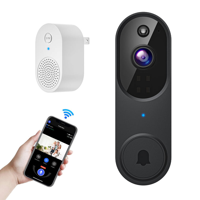 Wireless Wi-Fi Video Doorbell Camera with Two Way Audio, AI Motion Detection, Night Vision and Cloud Storage Black