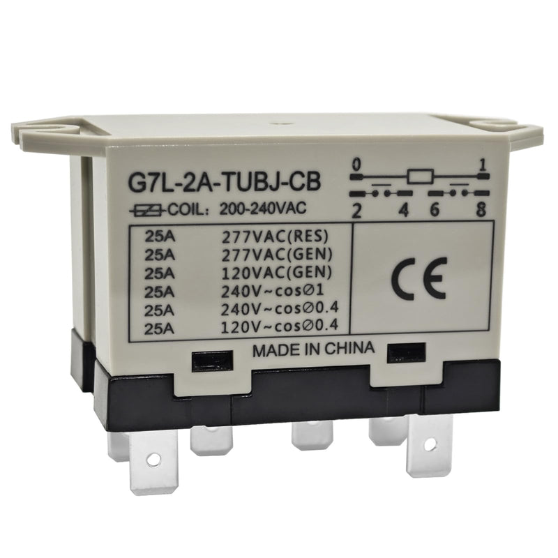 G7L-2A-TUBJ-CB-AC200/240 General Purpose Relay - DPST-NO with Test Button - Quick-Connect Terminal for Easy Installation Flame Resistant