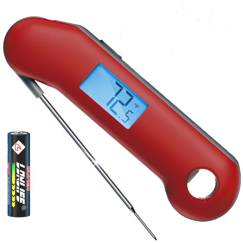 ThermoMaven Professional Digital Meat Thermometer, Ultra Fast 0.5 Sec Instant Read, NIST Certified Accurate to ±0.5°F, IP67 Waterproof, Backlit & Auto-Rotating Display, Auto Wake/Sleep, Dark Red&Gray Dark Red & Gray