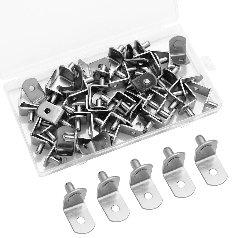 50 Pcs Shelf Pegs Pins，6mm Upgraded Diameter L-Shaped Perforated Nickel Plated Shelf Pins, 6mm Cabinet Shelf Pegs for Shelves, Shelf Support for Bookshelf Kitchen Cabinet Shelf Pegs.