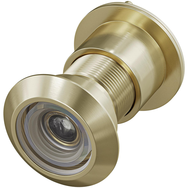 Door Viewer Peephole, Solid Brass 220 Degree HD Door Viewer, with 1-7/64″ (28mm) Drill Bit and Privacy Cover, Compatible with Door Thick from 1-21/32" to 2-1/8" Satin Gold Finish