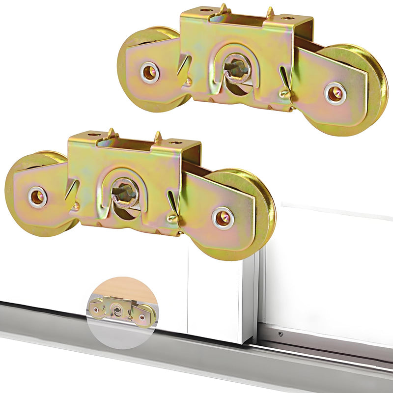 Patio Sliding Door Rollers Replacement Assembly Fits Andersen Gliding Glass Door Roller Part #1997061 (1982 to P), 1-1/4" Tandem Steel Ball Bearing Wheels, 2 Pack