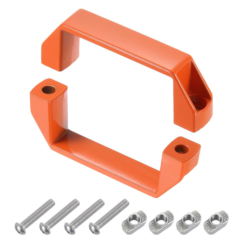 uxcell 10 Pack Rectangular Pull Handle, 90mm/3.5" Hole Center Aluminium Alloy Door Handle Modern Drawer Pull for Drawer Cabinets Gate Garages, Orange 90mm/3.5"