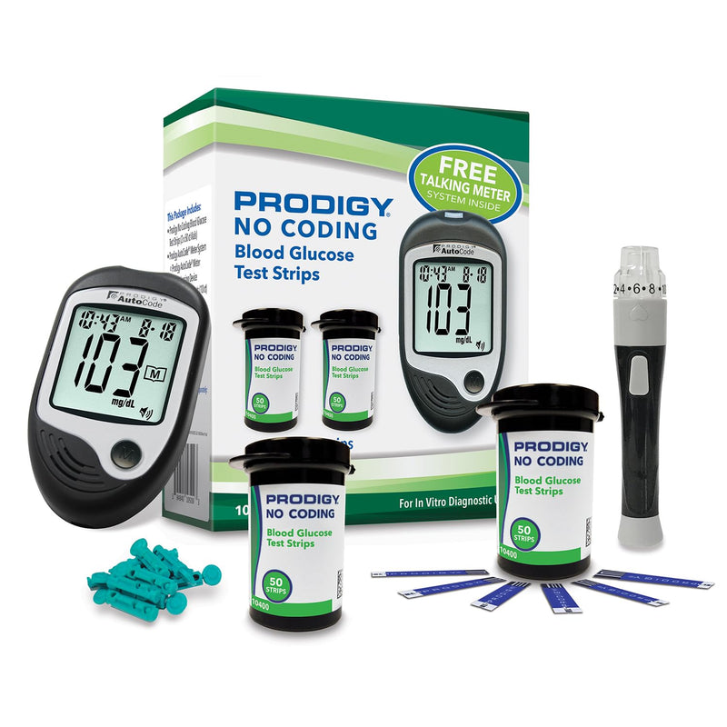 PRODIGY 100ct Test Strips with AutoCode Talking Meter Starter Kit