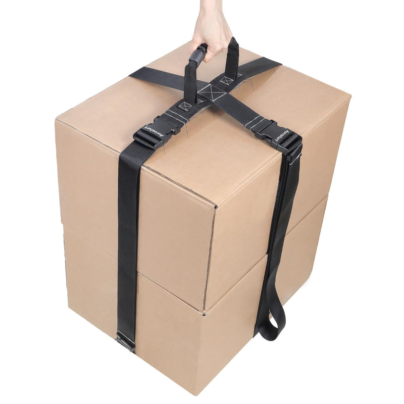 Box Carrying Strap with Handle 118.1 Inch Adjustable Straps for Battery Box Handheld Belt Carry Straps for Safely Moving and Lifting Heavy Boxes (Black, 118.1 Inch) Black