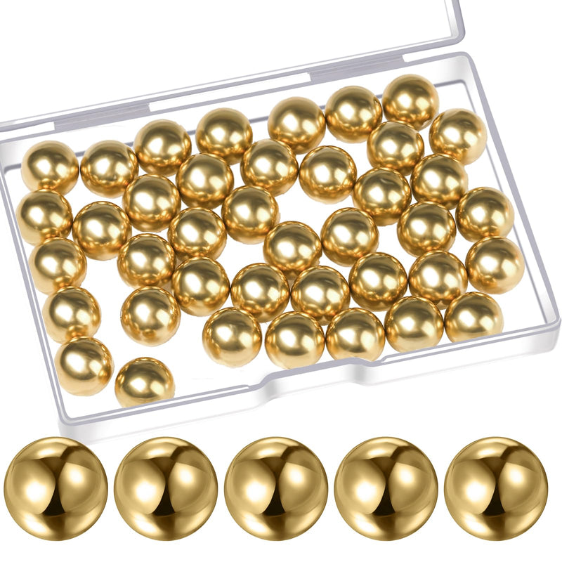 40 pcs 1/2” Precision Solid Brass Bearing Balls, Brass Balls Metal Balls for Bearings, Valves, Machinery, Tumbler, Decorations