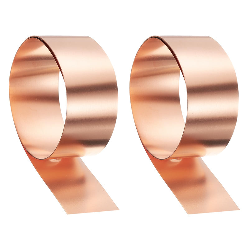 HARFINGTON 2pcs Copper Sheet Roll 0.5mm Thick Copper Flashing 99.95% Pure Copper Strip Waterproof Metal Foil Plate for Building Electronics DIY (1.6" Width x 3.28ft) 0.02"x1.6"x3.28ft 2
