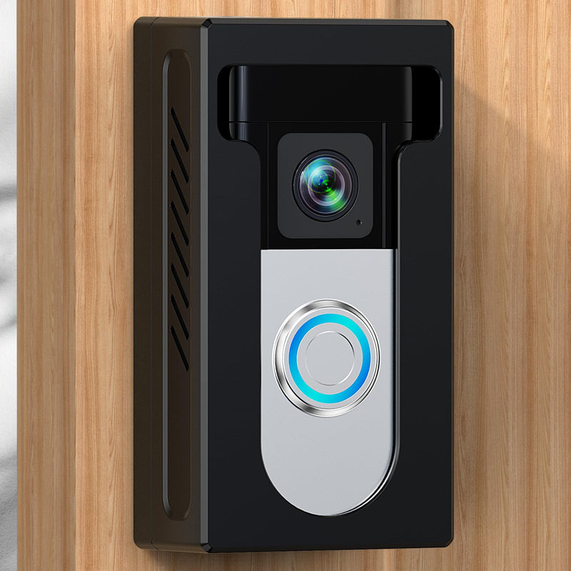 QIBOX No Drill Adhesive Video Doorbell Mount Compatible with Ring/Blink Wireless Video Doorbell, Anti-Theft Camera doorbell Holder Accessories, Not Block Doorbell Motion Sensor & Camera Stick-on Version