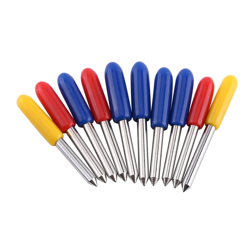 10pcs Cemented Carbide Blade for Cutting with 30 deg, 45 deg, 60 deg, Made from high hardness material, Standard blades for color adhesive media, Best performance with high, Mix