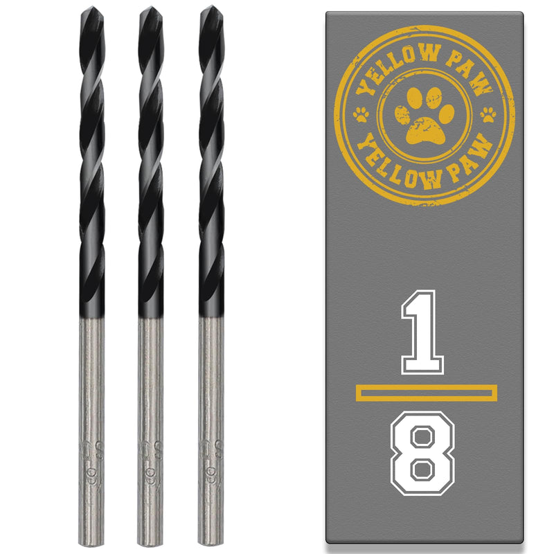 1/8 Inch Drill Bit (3 Pack) Industrial Grade M35 Cobalt Titanium Aluminum Nitrite - 1/8" Diameter & Total Length of 2-3/4" with Working Length of 1-1/4" Easily Drill Into Metal, Steel, & Aluminum 1/8 in 3