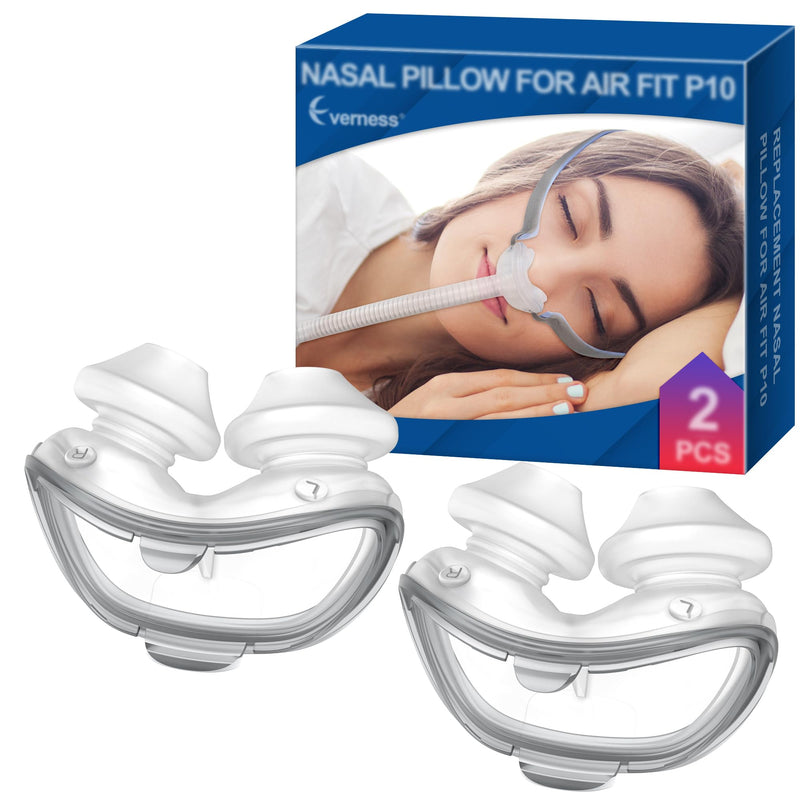 2 Packs Replacement Nasal Pillows for Airfit P10 Medium, FSA/HSA Eligible, Lighter Weight and Better Seal, Replacement CPAP Supplies with Softer Silicone White（pack of 2)