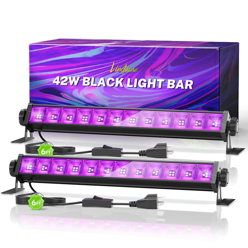 2 Pack 42W LED Black Light Bar, Blacklight with 6FT Cord+Switch+Plug, Glow in The Dark Black Lights Party Supplies for Halloween Decorations, Fluorescent Poster, Body Paint, Classroom, Bedroom 2
