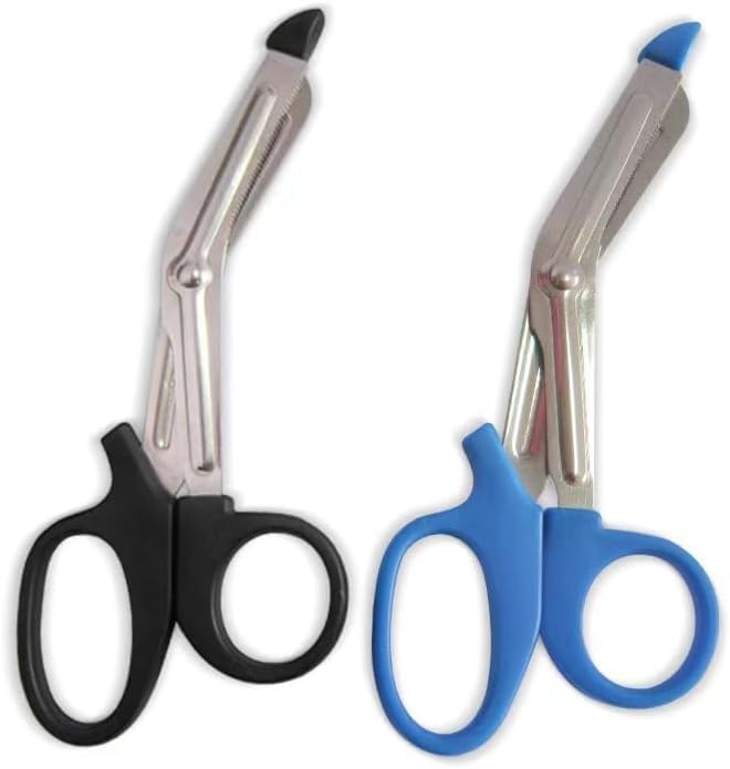 2Pcs Black and Blue Medical for Nurses Trauma Shears EMT Bandage Shears with Non-Stick Blades Heavy Duty Nursing Scissors for Doctors Paramedic Instruments and Surgical Tools Medical Supplies