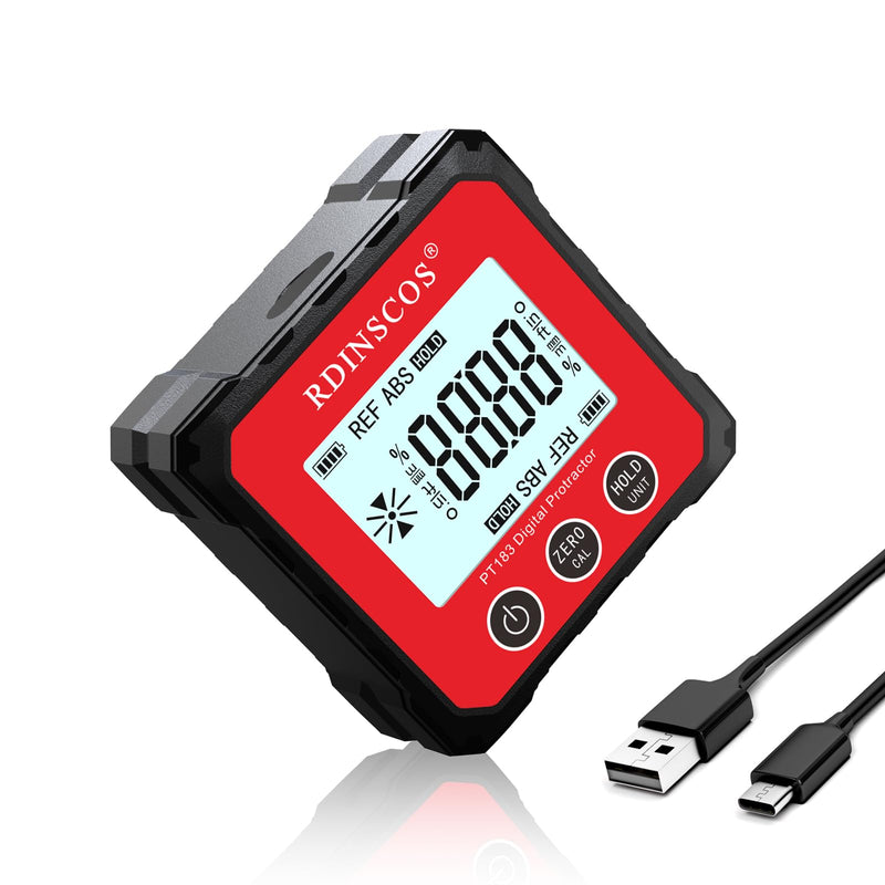 Rechargeable Digital Angle Finder Magnetic Table Saw Angle Finder Tool - Digital Inclinometer -4 of 90 Degree Finder Angle Cube Digital Protractor Bevel Gauge for Woodworking Micro Jig (PT183) PT183 - NewNest Australia