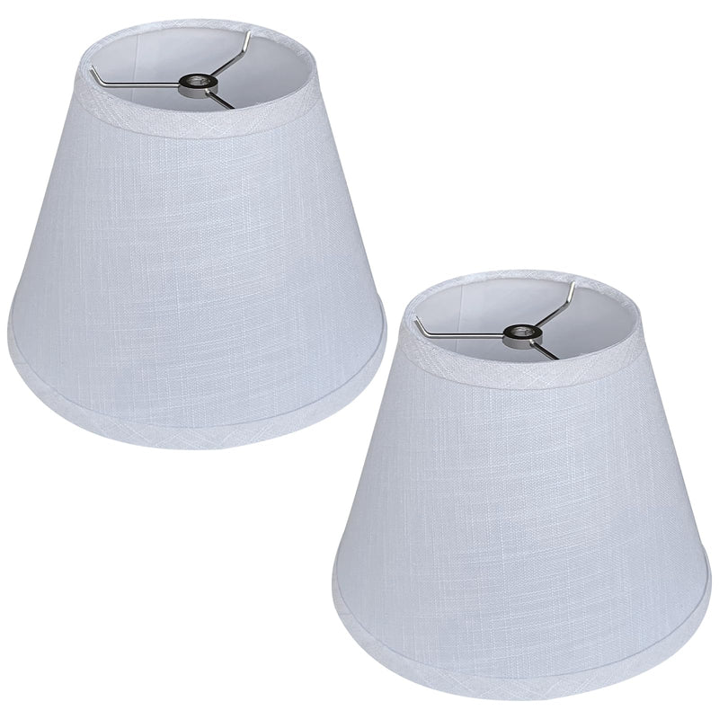 TOOTOO STAR Small Lamp Shades Set of 2, 5x9x7 Inch White Small Lamp Shade for Table Lamps Replacement, Handmade Linen Spider Mount 5"x 9"x 7"
