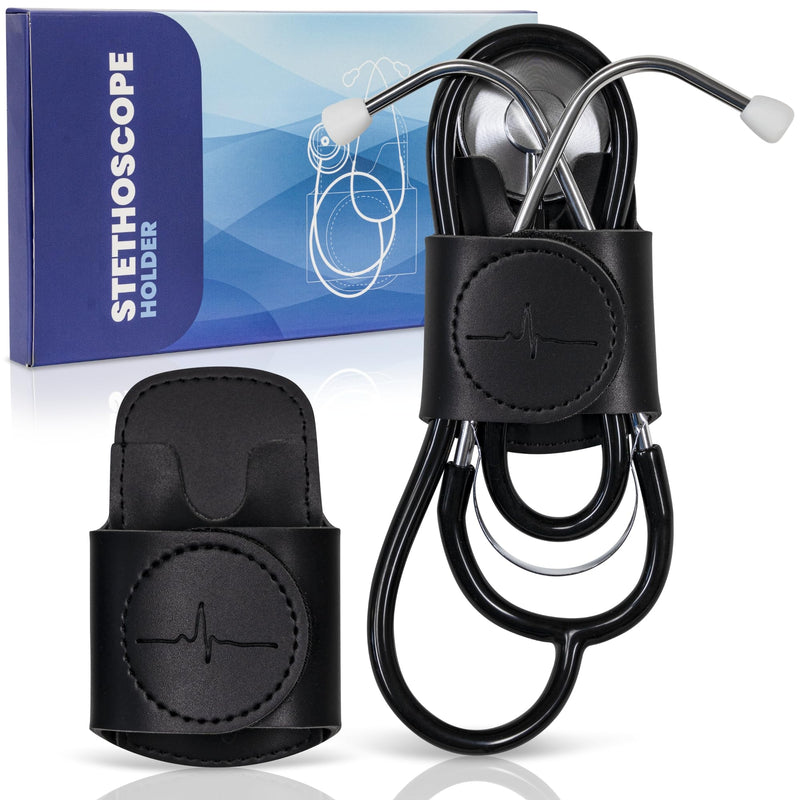 Stethoscope Holder Hip Clip, Stethoscope Accessories, Holster for Scrubs, White Coats, Belts - Essential for Doctors, Nurses, EMTs, Medical Students, Black