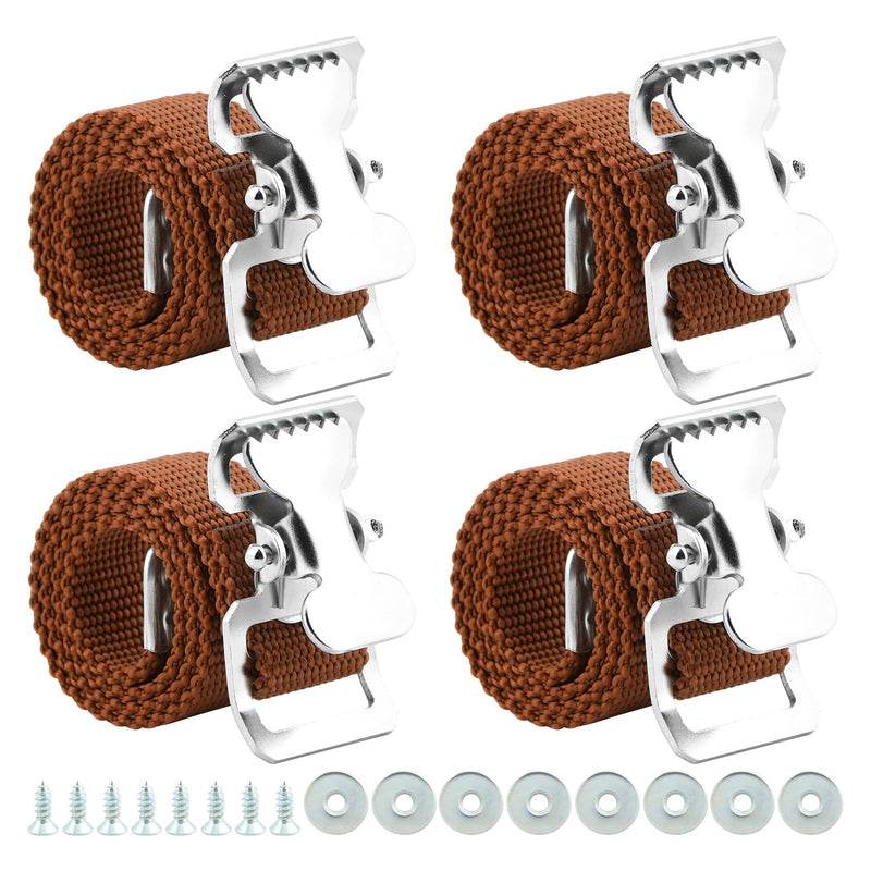 4 Pack Drywall Stilts Straps Comes with Screws and Spacers, Adjustable Double-Buckle Leg Fixation Strap Kit, Universal Fit Drywall Stilt Replacement Part Straps 4 Reddish Brown