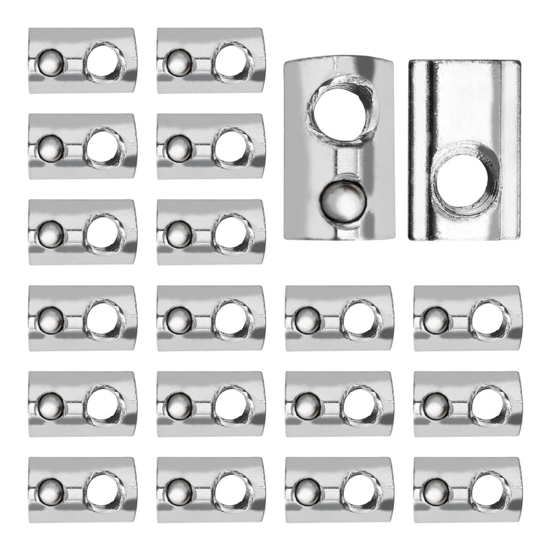 20PCS 5/16”-18 Threaded Steel Roll in T-Nut with Ball Spring, Silver T Spring Nut, T Slot Nuts Accessory Hardware for Aluminum Extrusion Profile Rail