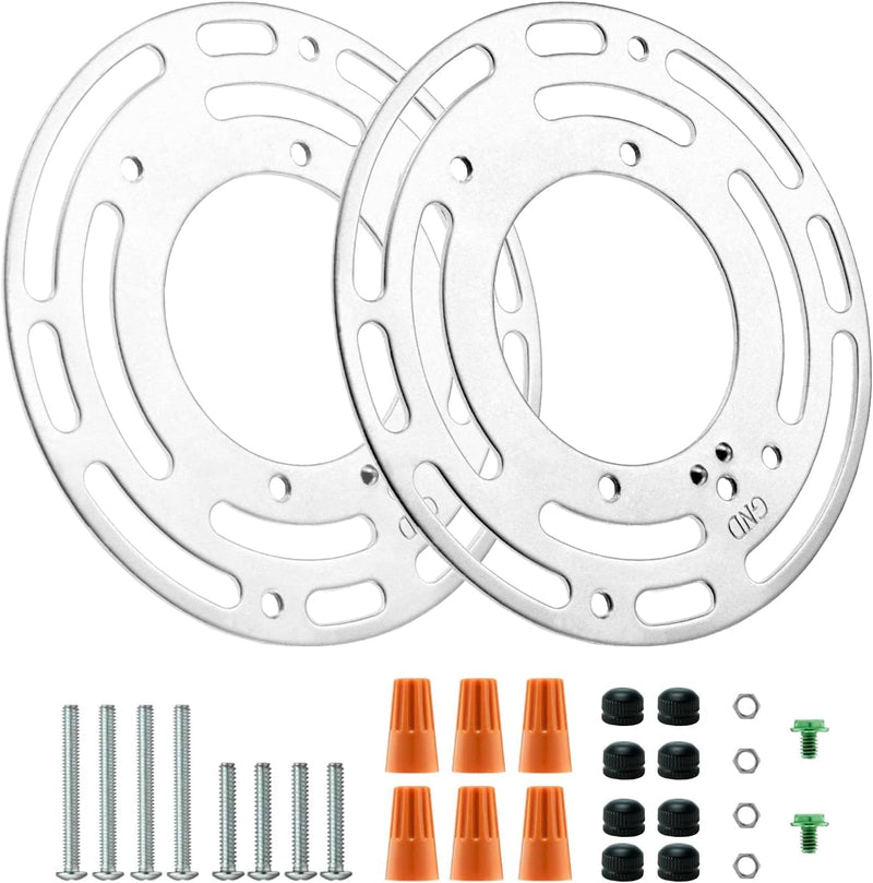 L&M LUJOMTL L&M Universal Light Fixture Mounting Bracket 2 Pack, 4 Inches Diameter Steel Round Universal Light Crossbar with Screws and Nuts, Mounting Bracket for Mount Wall Light, for Ceiling Lights