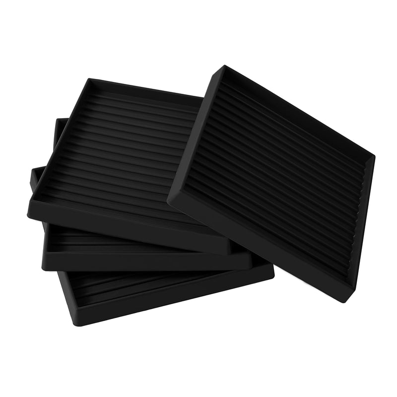 5x5 Square Rubber Furniture Caster Cups, Anti-Sliding Furniture Pads Bed Stopper Floor Protectors with Grip - Protect Any Flooring 5"x5" 4 Pcs Black
