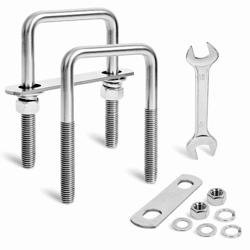2 Sets Heavy Duty Square u Bolts M12 Thread Size,304 Stainless Steel u-Bolts 3-1/16" W x 4-1/2" L,with Nuts,Bolt Plate and washers (2, M12 x 3-1/16" W x 4-1/2" L) 2
