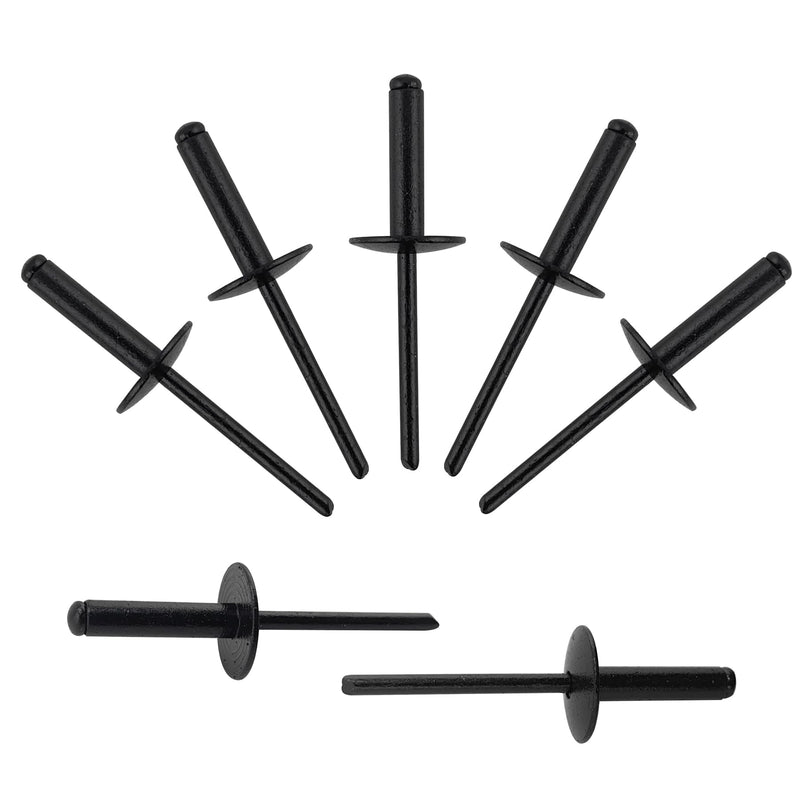 90pcs All Black Large Flange Blind Rivets,3/16 * 3/4" Open End Aluminum Blind Rivets,4.8 * 20 Pop Blind Rivet 3/16"*3/4"