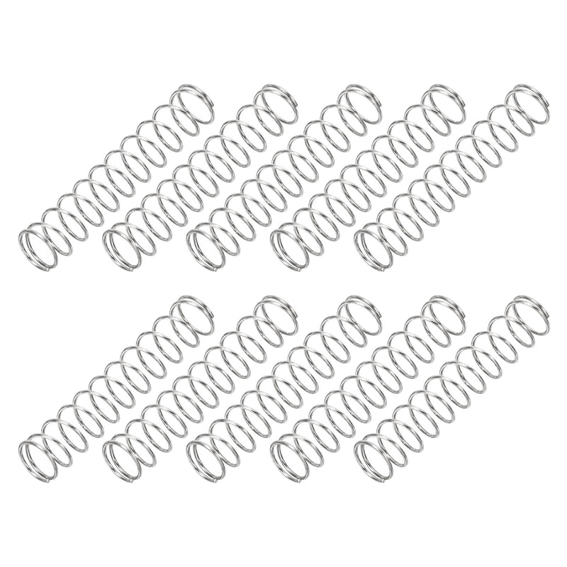 PATIKIL Compression Spring, 0.4mm Wire Dia x 5mm OD x 25mm L, 10 Pcs 304 Stainless Steel Mechanical Extension Small Springs Pen Springs Assortment Kit for Shop and Home Repairs 0.4x5x25mm