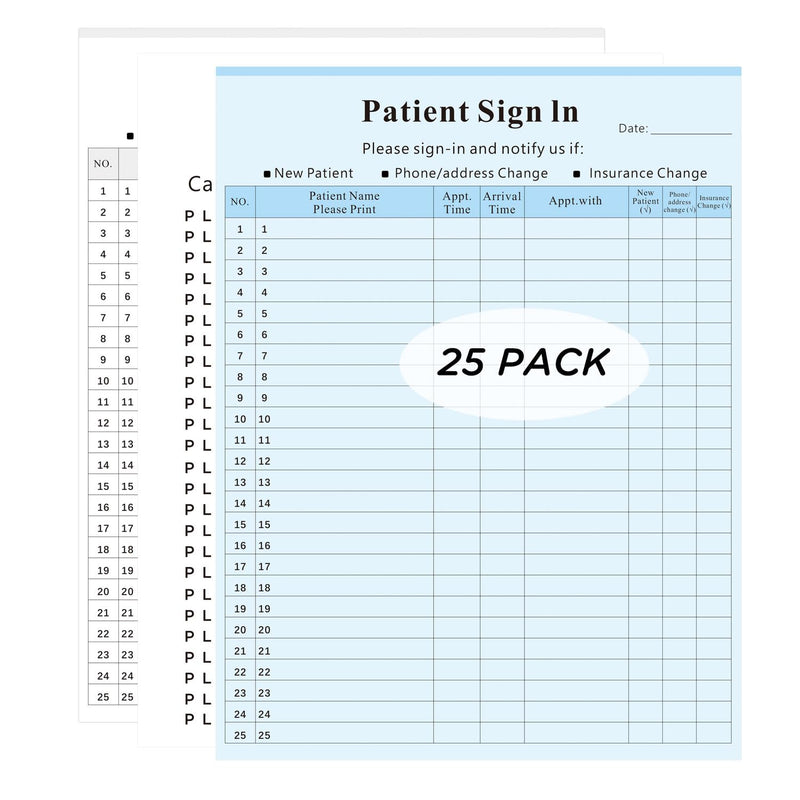 Patient Sign in Label Forms, Joyfulmap 25 Patient Sign in Sheets，25 Peel Off Adhesive Labels/Sheet, Compliant for Confidentially in All Medical Offices, Doctors, Clinic, Blue, 8-1/2" x 11"
