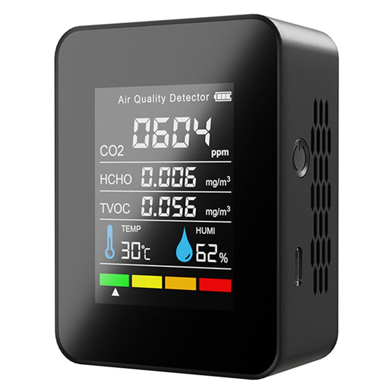 Air Quality Monitor Indoor, Professional Portable CO2 Detector, TVOC HCHO Humidity Temperature Meter, Air Quality Tester Analyzer for Office Car