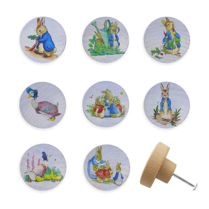 Set of 8 1.8" Wooden Cute Safari Animal Kids Nursery Cabinet Room Door Handle Dresser Drawer Pulls and Knobs