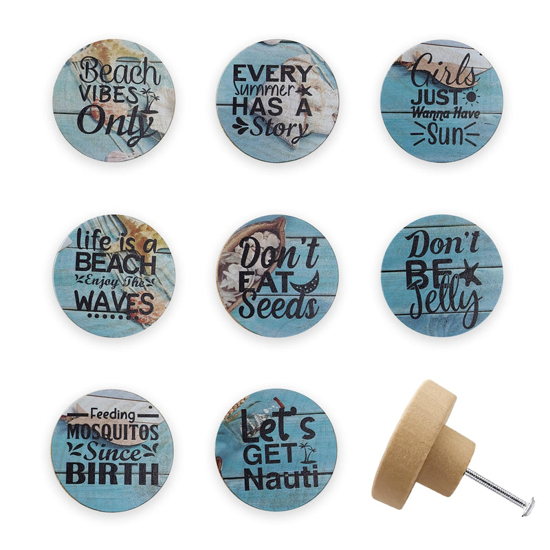 Set of 8 Wooden Coastal Nautical Kitchen Cabinet Dresser Drawer Furniture Handle Door Pulls and Knobs 1.8 X 1.8 Inches