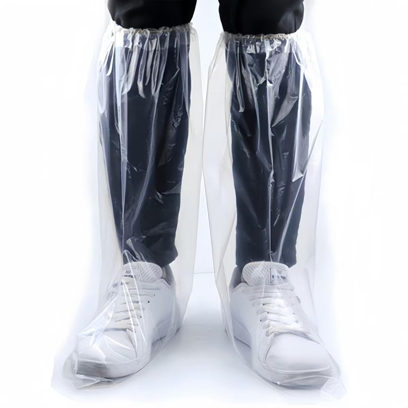 16 PCS Shoe Covers Disposable Non Slip,Thickened Waterproof Shoes Covers,19 inch Tall,Long Plastic Waterproof Shoes and Boots for Rain Covers Thicken Shoe Protector for Men and Women (8 Pairs,Clear) Transparent