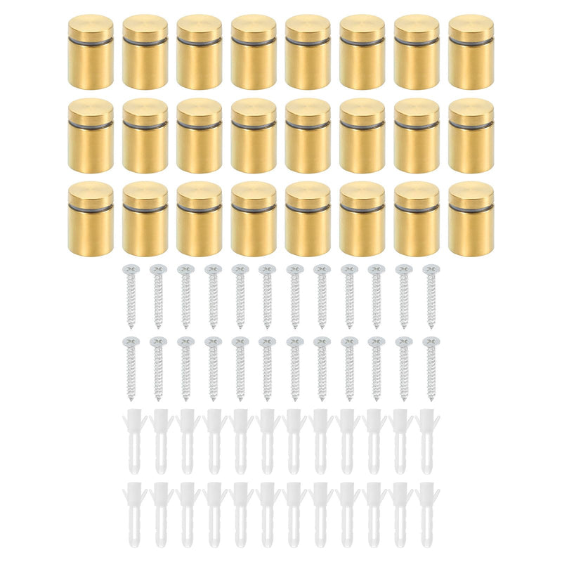 uxcell 24 Pcs Standoff Screws, 3/4" x 1" Stainless Steel Advertising Screws Wall Standoff Mounts Hardware for Acrylic Picture Frame Glass Signs Hanging, Gold