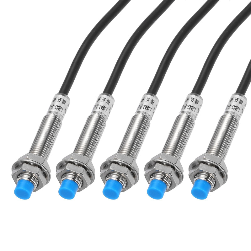 MECCANIXITY M8 Approach Sensor Inductive Proximity Sensor Switch NC Normally Close NPN 2mm Detection Distance, DC 6-36V LJ8A3-2-Z/AX, 3.3ft, 5Pcs 5