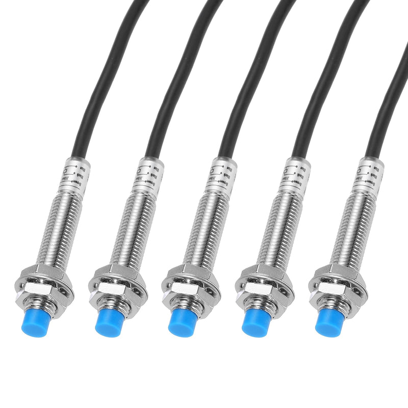 MECCANIXITY M8 Approach Sensor Inductive Proximity Sensor Switch NO Normally Open PNP 2mm Detection Distance, DC 6-36V LJ8A3-2-Z/BY, 3.9ft, 5Pcs 5