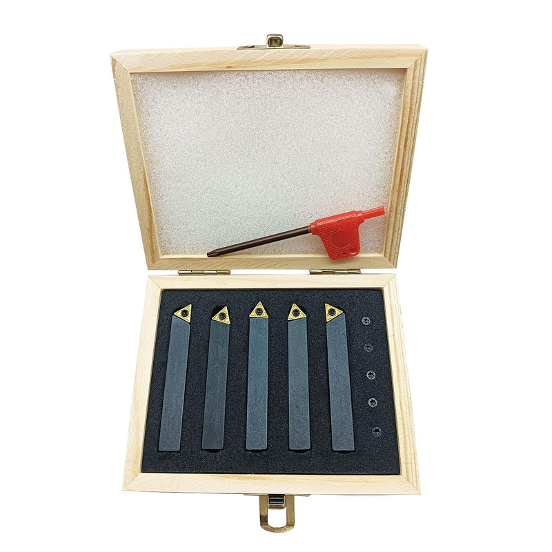 5pcs 1/2inch Shank Turning Tooling Bit Holder Set | 5 piece set with TCMT16T304 carbide inserts suitable for steel stainless iron and cast iron TCMT16T304+1/2" Holder