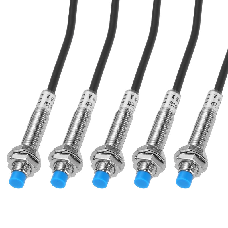MECCANIXITY M8 Approach Sensor Inductive Proximity Sensor Switch NO Normally Open NPN 2mm Detection Distance, DC 6-36V LJ8A3-2-Z/BX, 3.9ft, 5Pcs 5