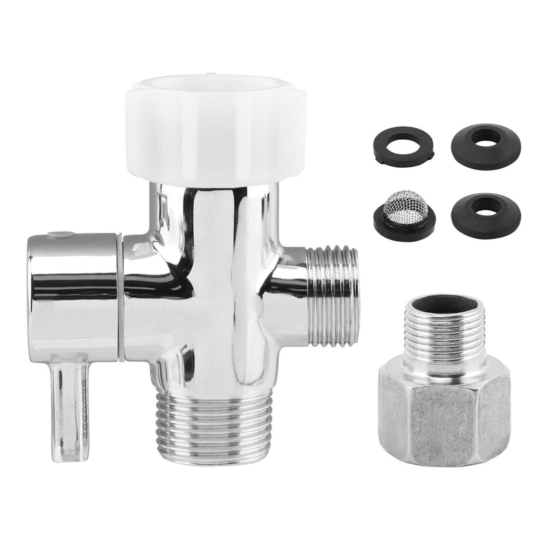 Bidet T Adapter with Shut off Valve,3 Way T Valve for Bidet 7/8'' X 7/8'' X 1/2'',Tee Connector Bidet Attachment for Toilet,T Adapter with Washers for Handheld Toilet Silver