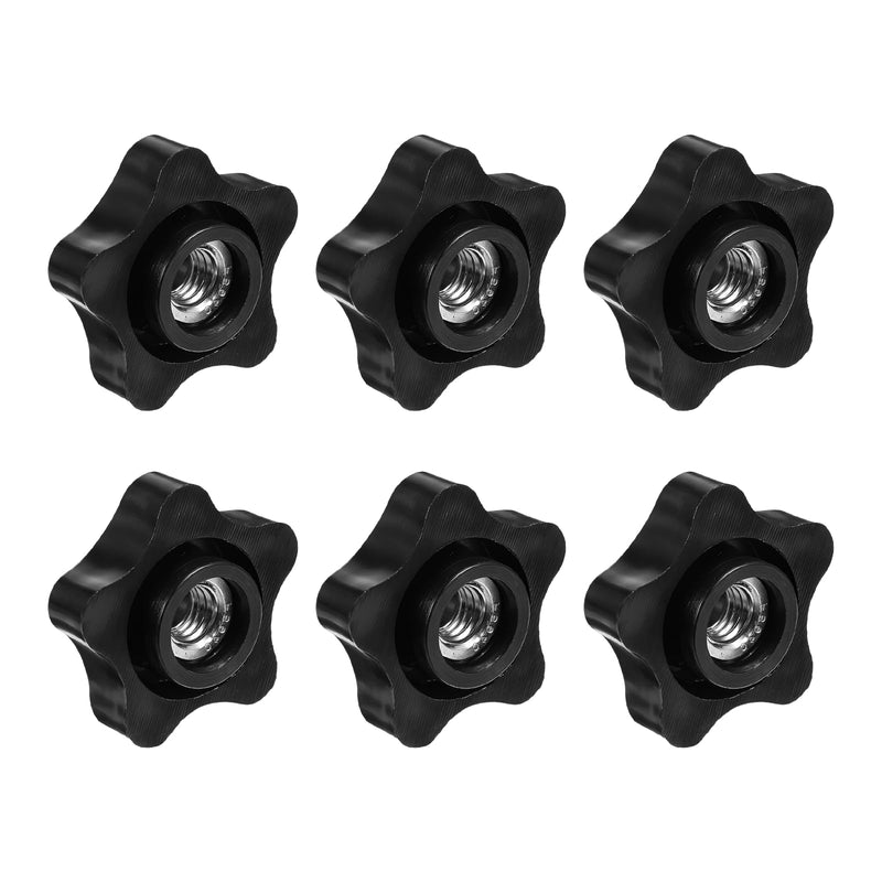 6pcs 3/8 Female Thread Knob Black,3/8 Inch Star Knobs, 5 Star Shaped Threaded Knob,3/8-16 Thread Knob Nut for T Track Bolts Jigs Knobs,Sawing Machine, Drilling Machine, Plastic Screw-On Type 3/8 Inch