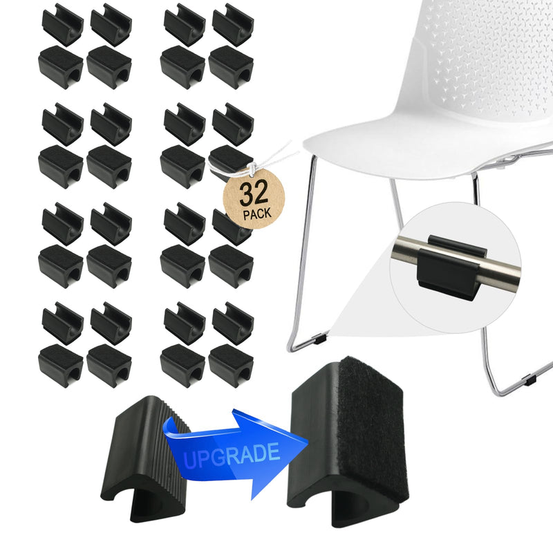 Rectangle U Shaped Chair Leg Tips Cap with Felt Pads,Furniture Feet Protector Slide Smoothly Glides,Protect Hardwood Floor No Scratches No Noise,Fit 14mm(9/16inch) Diameter Tubular Legs (Black 32PCS) 14mm(9/16inch)-Diameter 32pack-black