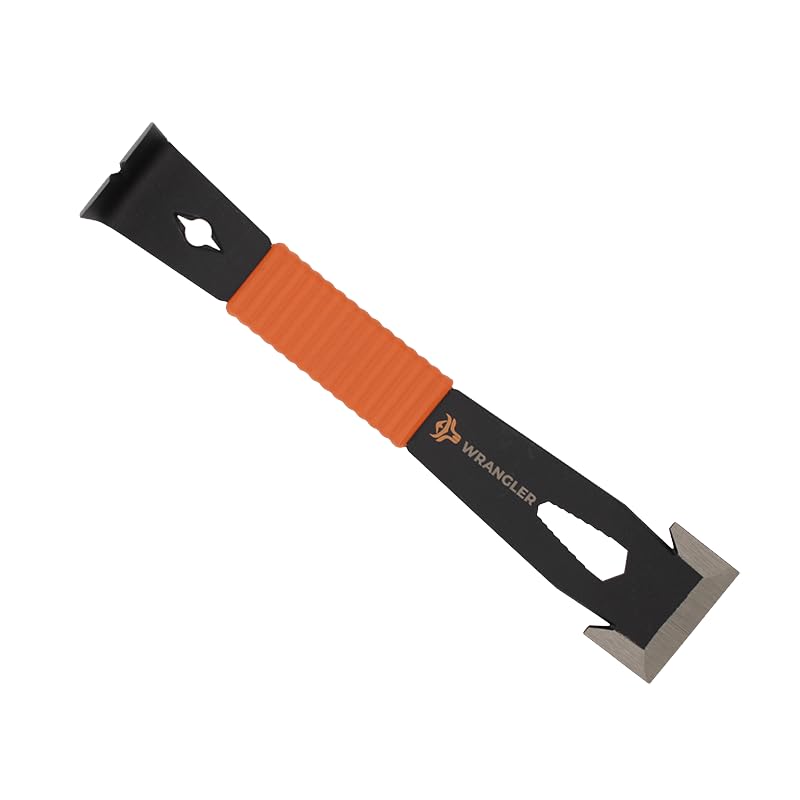 9.5-inch Flat Scraper Bar - Nail Puller - Trim Bar - Pry Bar - Shock Absorbing Grip - Bolt Remover - Wide Winged Ends Single